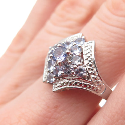 Chuck Clemency 925 Sterling Silver Real Round-Cut Tanzanite Ring Size 7