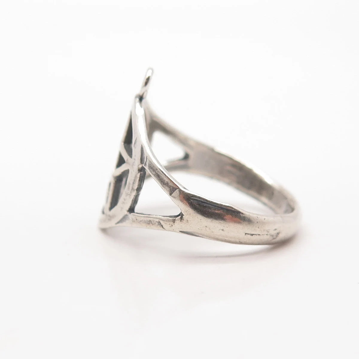 925 Sterling Silver Vintage Star Open Round Ring Size 7.75
