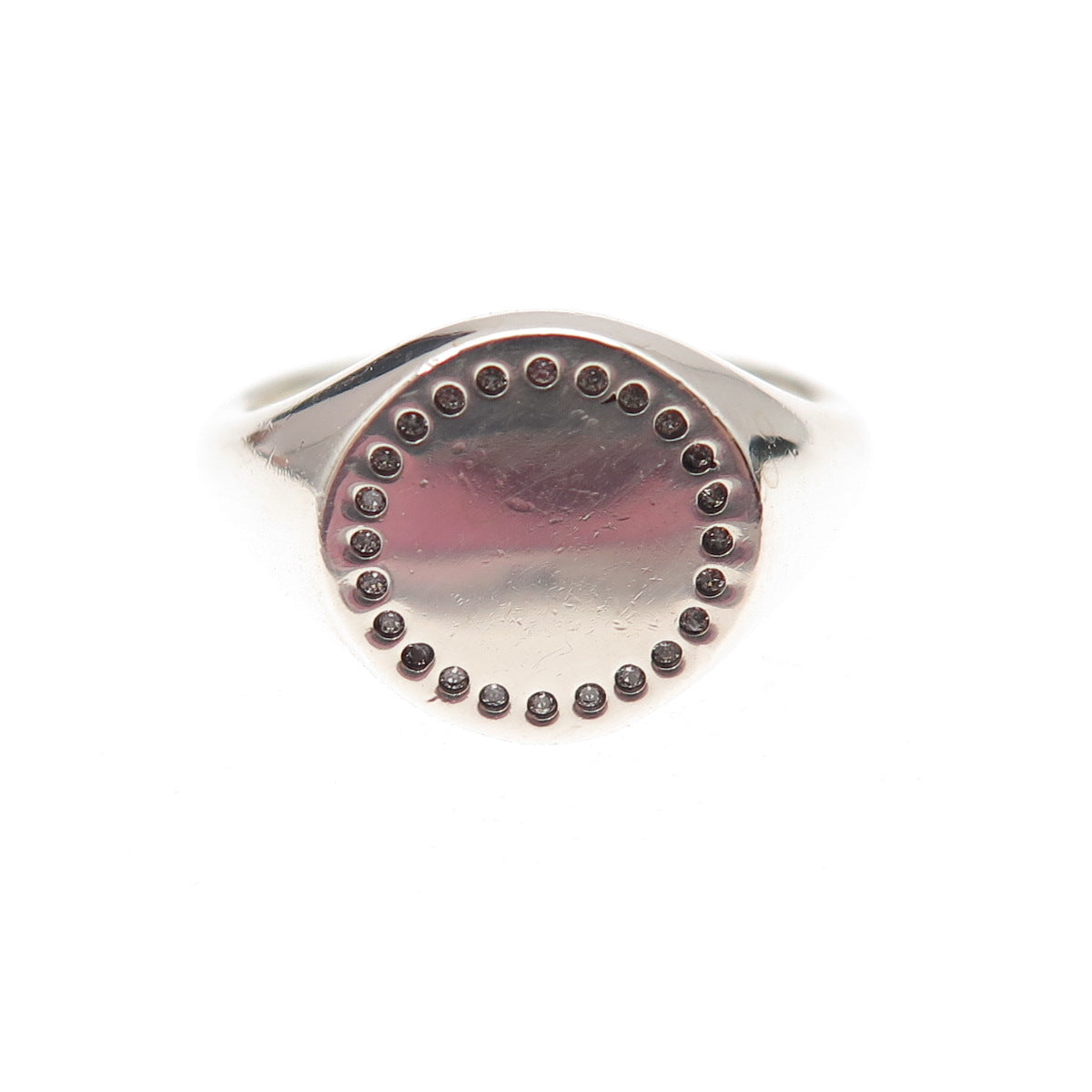 Pandora 925 Sterling Silver Round-Cut C Z Circle of Life Signet Ring Size 6