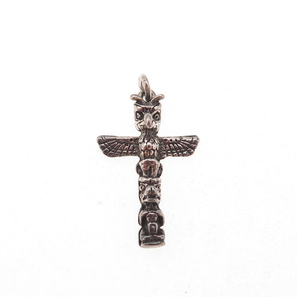 Old Pawn Sterling Silver Vintage Southwestern Totem Pole Tribal Charm Pendant