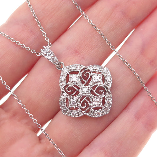925 Sterling Silver Round-Cut C Z Cross Cable Chain Necklace 18"