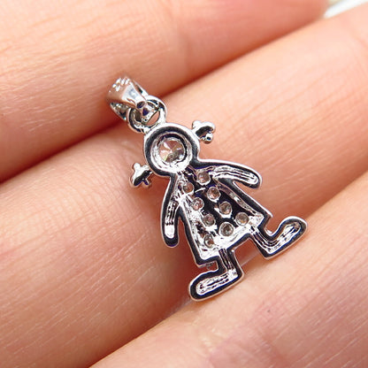 925 Sterling Silver C Z Girl Pendant