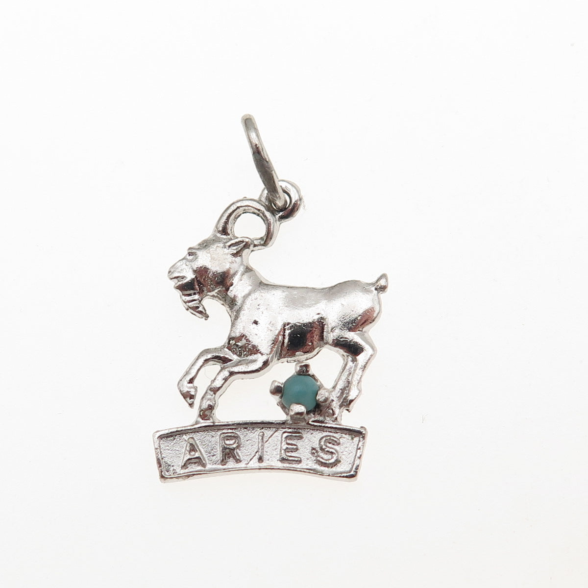 925 Sterling Silver Vintage Rhinestone Aries Zodiac Sign Mini Charm Pendant