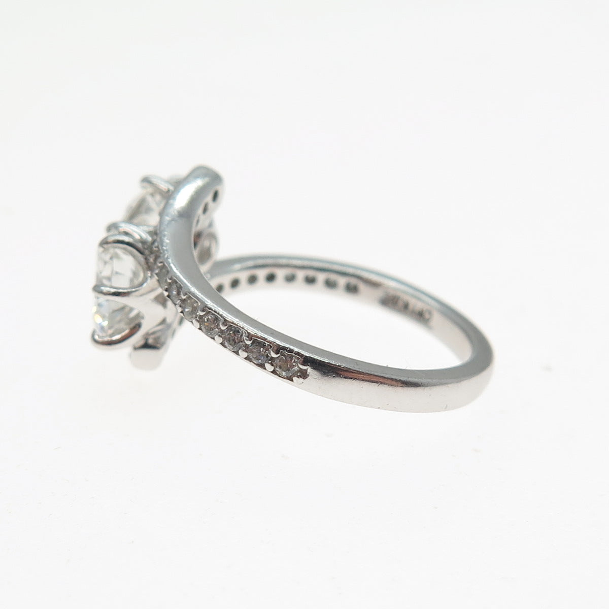925 Sterling Silver Round-Cut C Z Engagement Ring Size 5.25