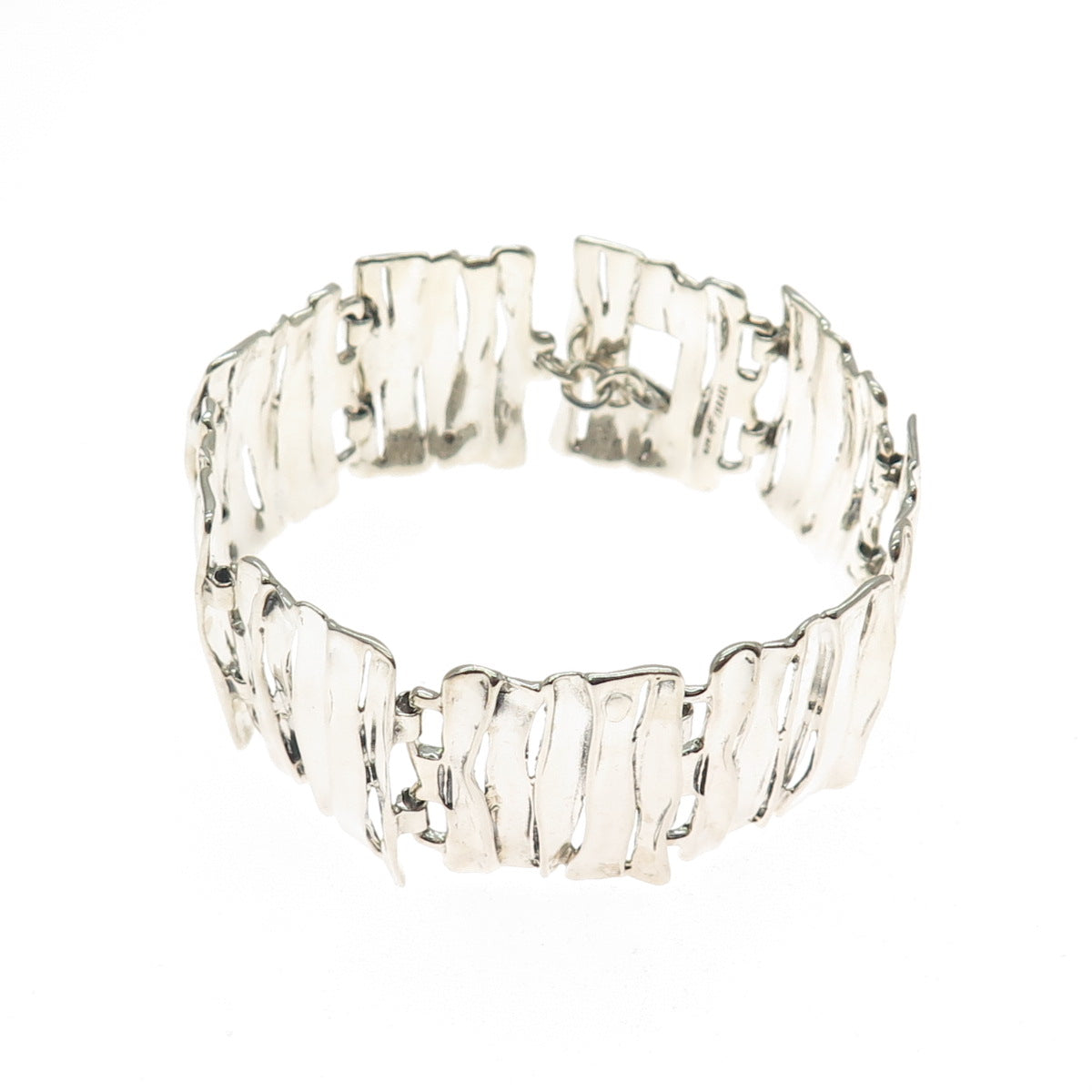 HAGIT GORALI 925 Sterling Silver Vintage Israel Modernist Panel Link Bracelet 7"