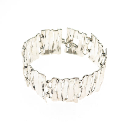 HAGIT GORALI 925 Sterling Silver Vintage Israel Modernist Panel Link Bracelet 7"