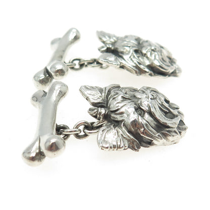 925 Sterling Silver Vintage Yorkshire Terrier Oxidized Cufflinks