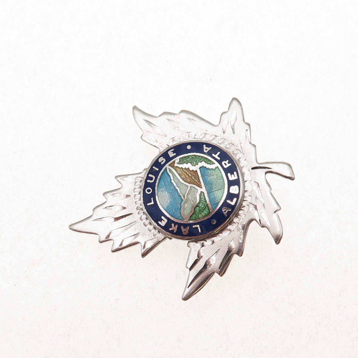 Breadner Co. 925 Sterling Silver Vintage Enamel Lake Louise Alberta Pin Brooch