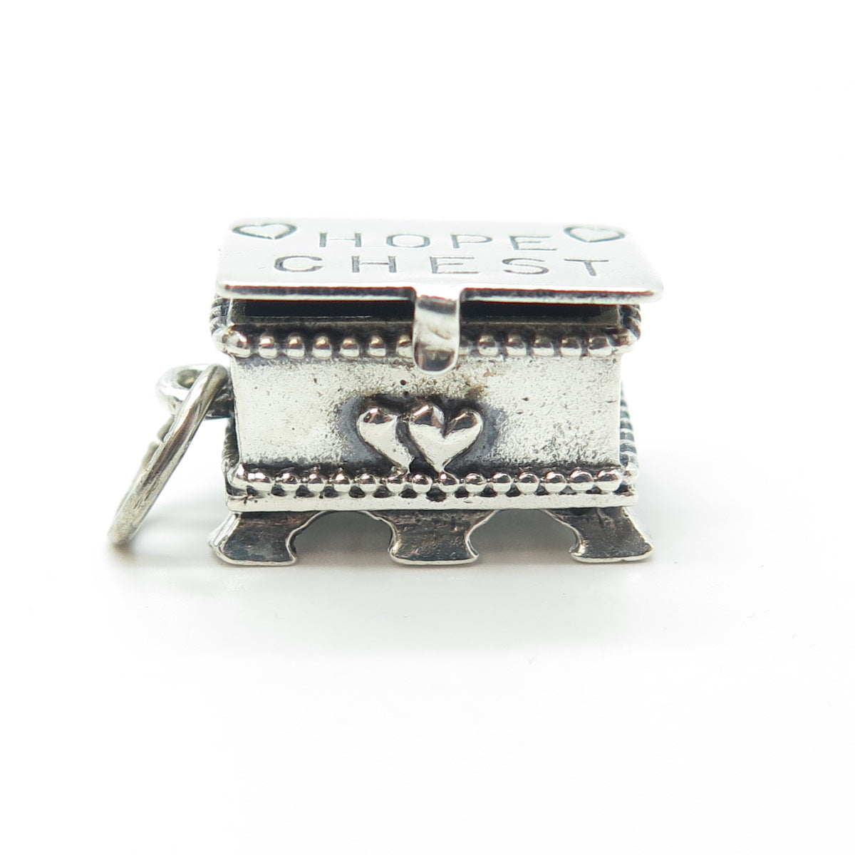 BEAU 925 Sterling Silver Vintage Hope Chest Box Charm Pendant