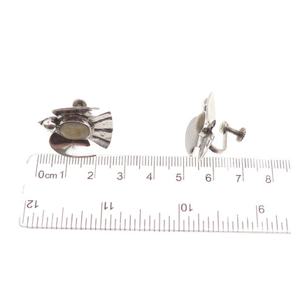 925 Sterling Silver Vintage Mexico Real Jasper Holy Spirit Screw Back Earrings