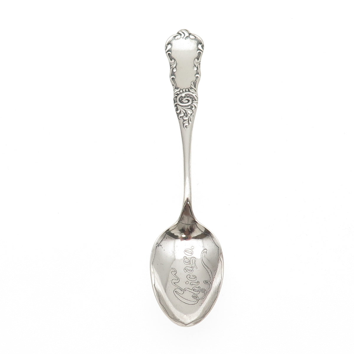 925 Sterling Silver Antique Art Deco Chicago States & Cities Coffee Spoon