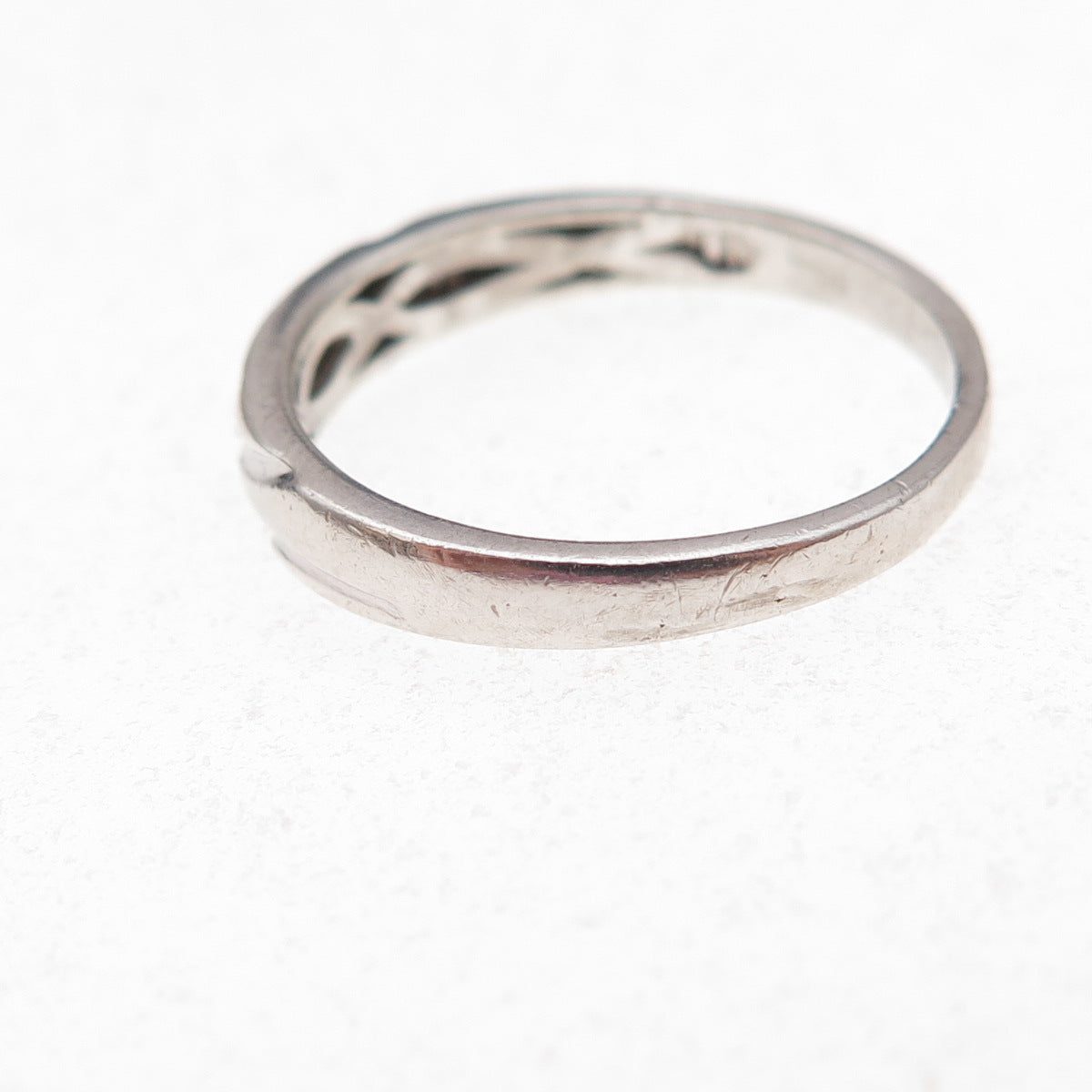 925 Sterling Silver Real Round-Cut Diamond Band Ring Size 7