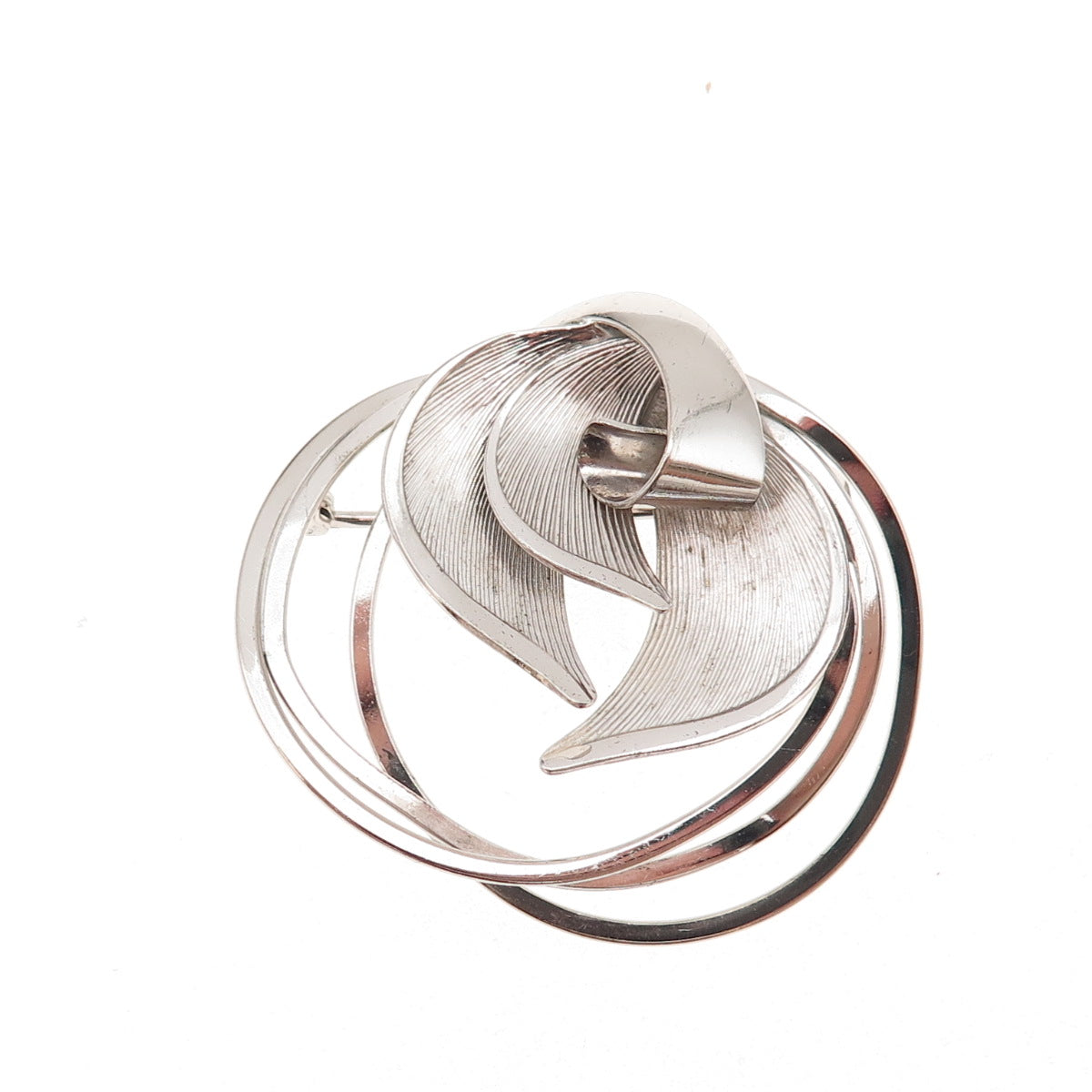 Carl Art 925 Sterling Silver Vintage Modernist Floral Pin Brooch