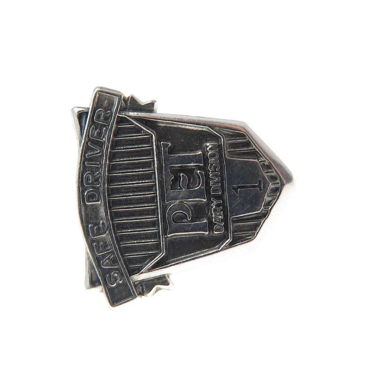 O.C. TANNER 925 Sterling Vintage PET Dairy Safe Driver Oxidized Tie Tack Pin