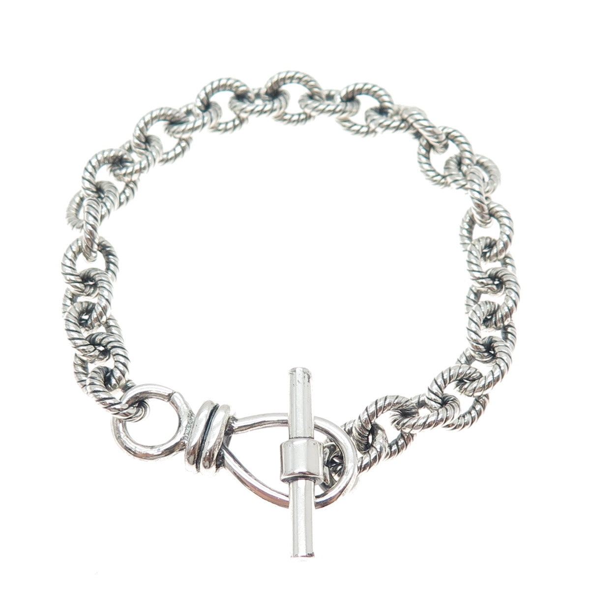925 Sterling Silver Vintage Oxidized Cable Link Bracelet 6.25"
