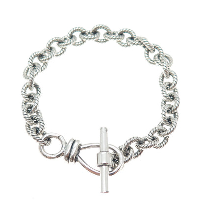 925 Sterling Silver Vintage Oxidized Cable Link Bracelet 6.25"