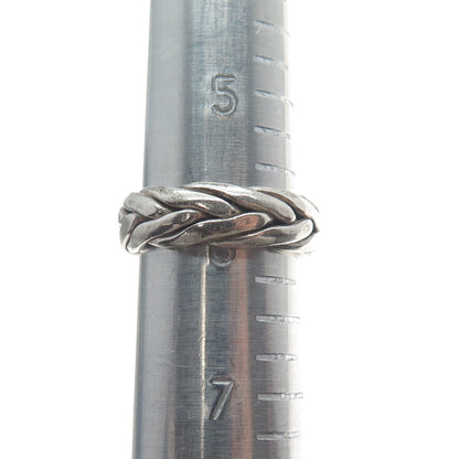 925 Sterling Silver Vintage Wicker Band Ring Size 6