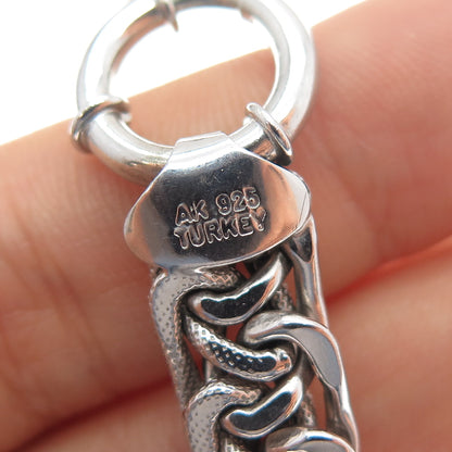 925 Sterling Silver Woven Hollow Link Bracelet 6.75"