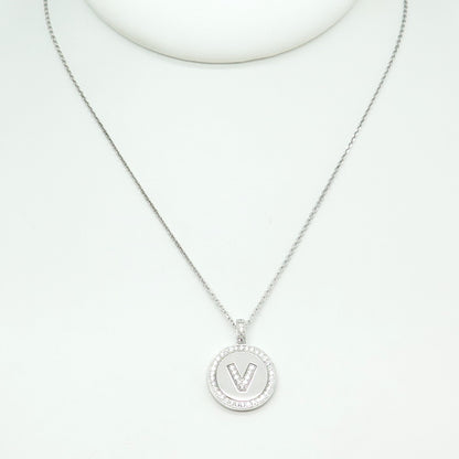 925 Sterling Silver C Z Letter "V" Initial Cable Chain Necklace 16"
