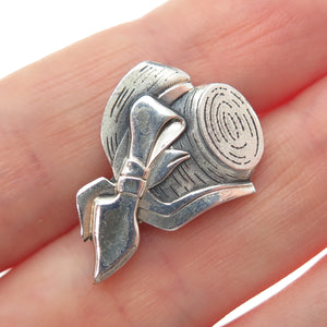 LGB BALFOUR 925 Sterling Silver Vintage Hat w/ Bow Oxidized Pin Brooch