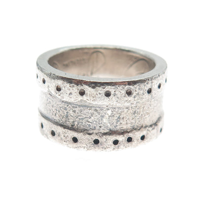 Kenneth Jones 925 Sterling Silver Vintage Modernist Oxidized Band Ring Size 6.75