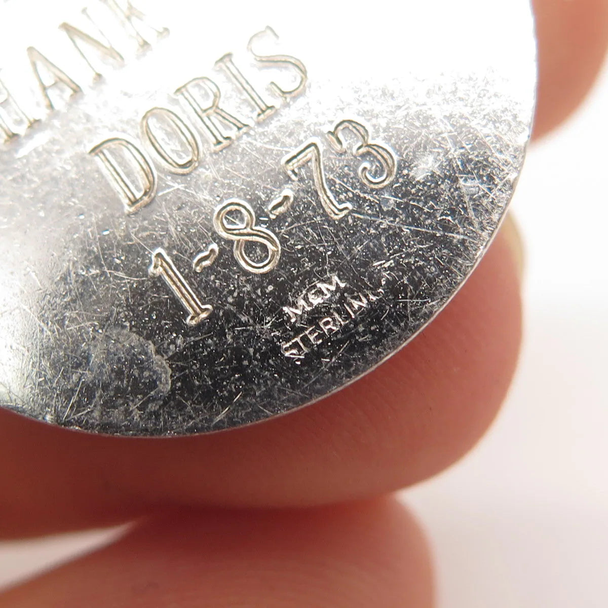 925 Sterling Silver Vintage M&M Charlene Thank You Doris 1873 Handshake Pendant