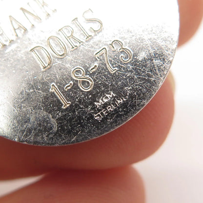 925 Sterling Silver Vintage M&M Charlene Thank You Doris 1873 Handshake Pendant