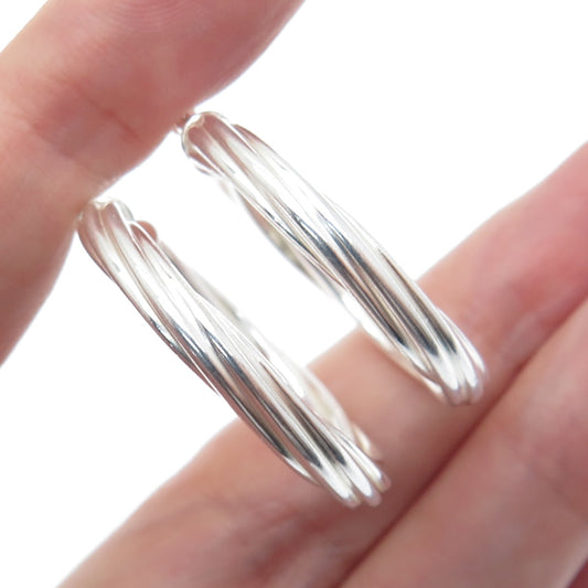 925 Sterling Silver Twisted 30mm Hoop Earrings