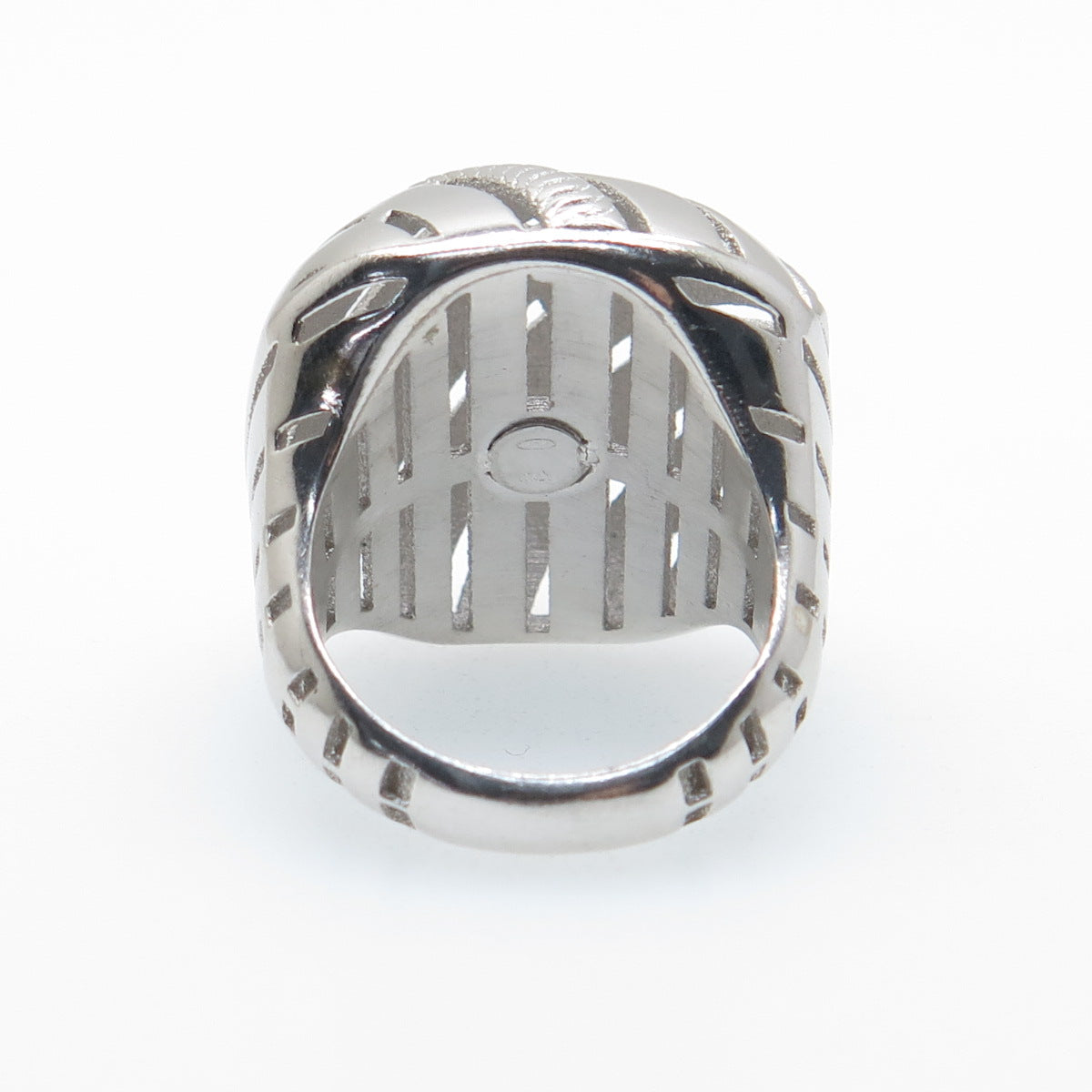 925 Sterling Silver Italy Modernist Ribbed Dome Ring Size 7.75