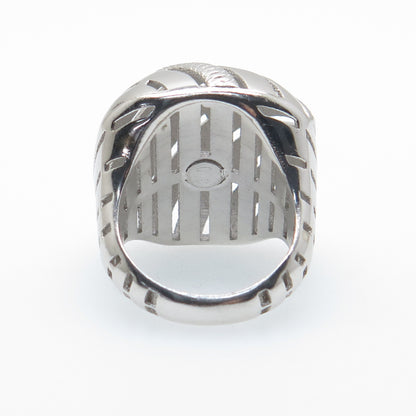 925 Sterling Silver Italy Modernist Ribbed Dome Ring Size 7.75