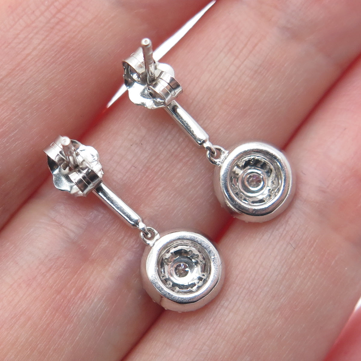 RL RICHLINE 925 Sterling Silver Real Round-Cut Diamond Accent Drop Earrings
