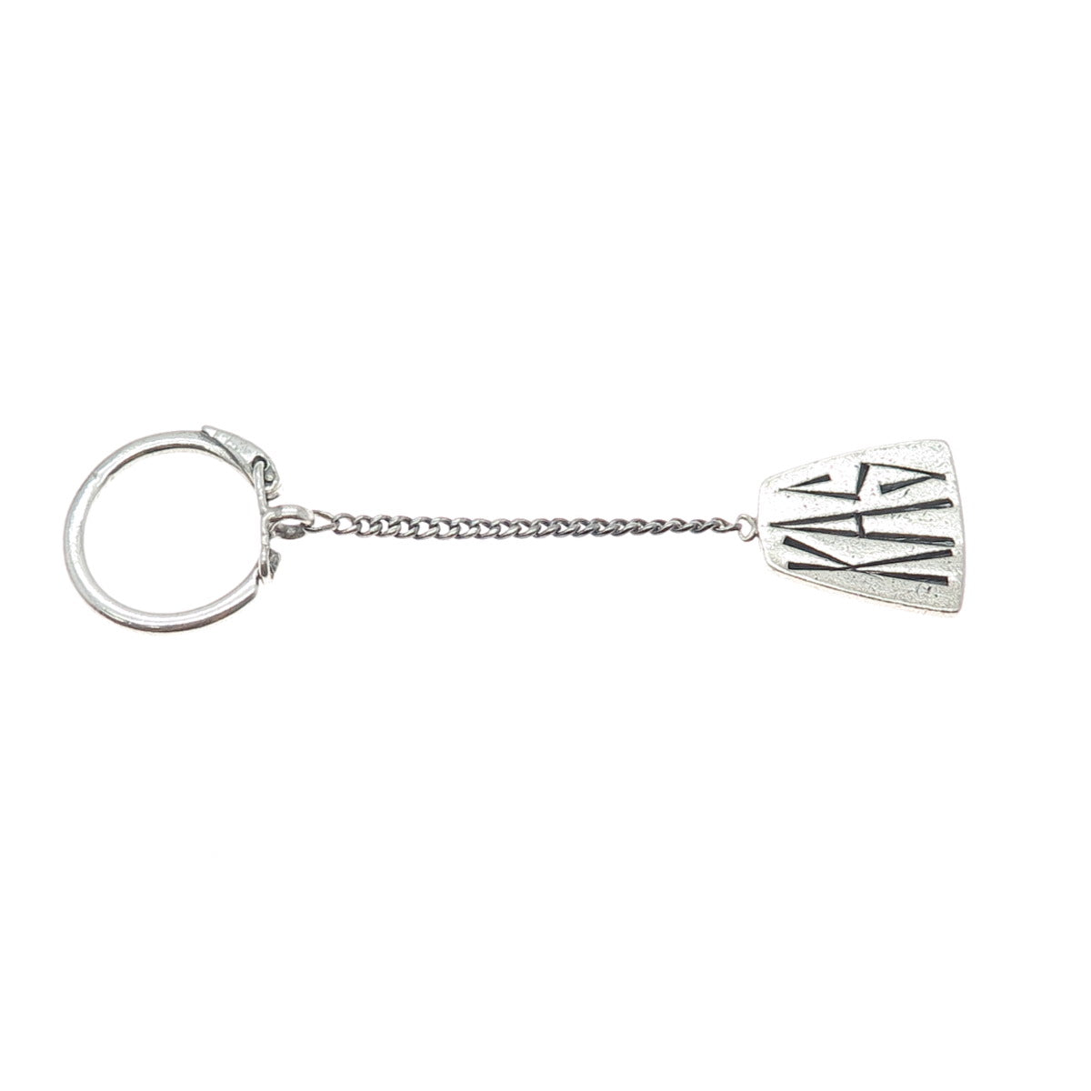 925 Sterling Silver Vintage KAS Monogram Key Fob Chain Ring