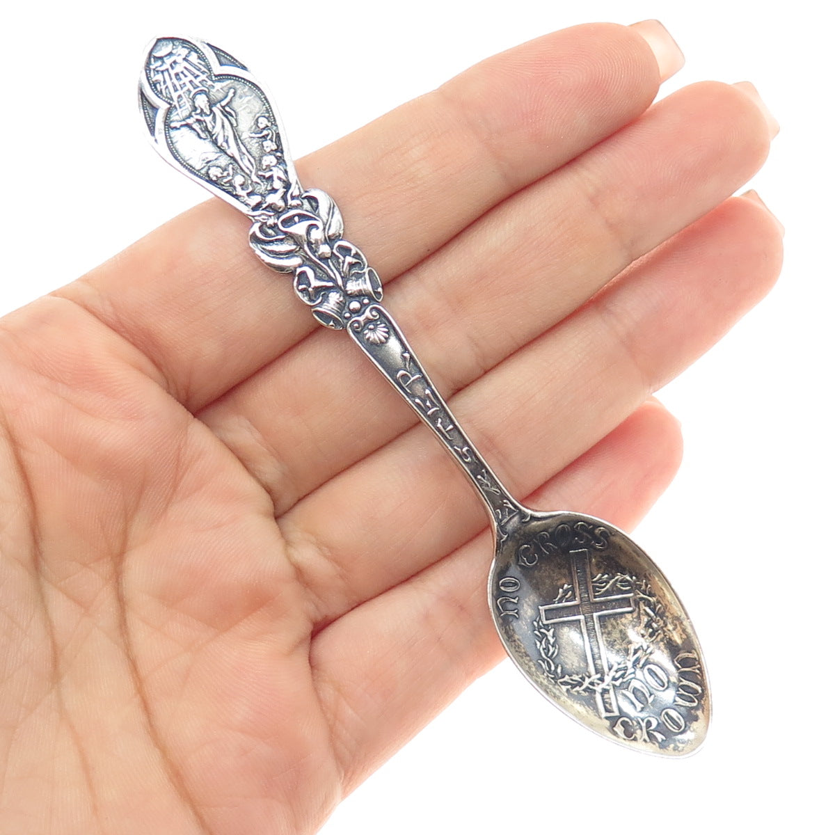 925 Sterling Silver Antique Art Deco Easter No Cross No Crown Coffee Spoon
