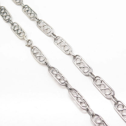 925 Sterling Silver Vintage Modernist Chain Necklace 32"