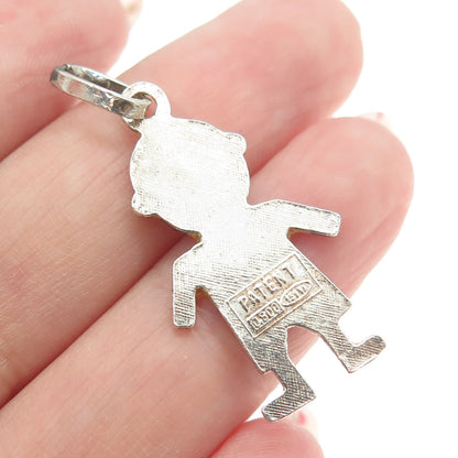 PATENT 800 Silver Vintage Italy Enamel Boy Charm Pendant