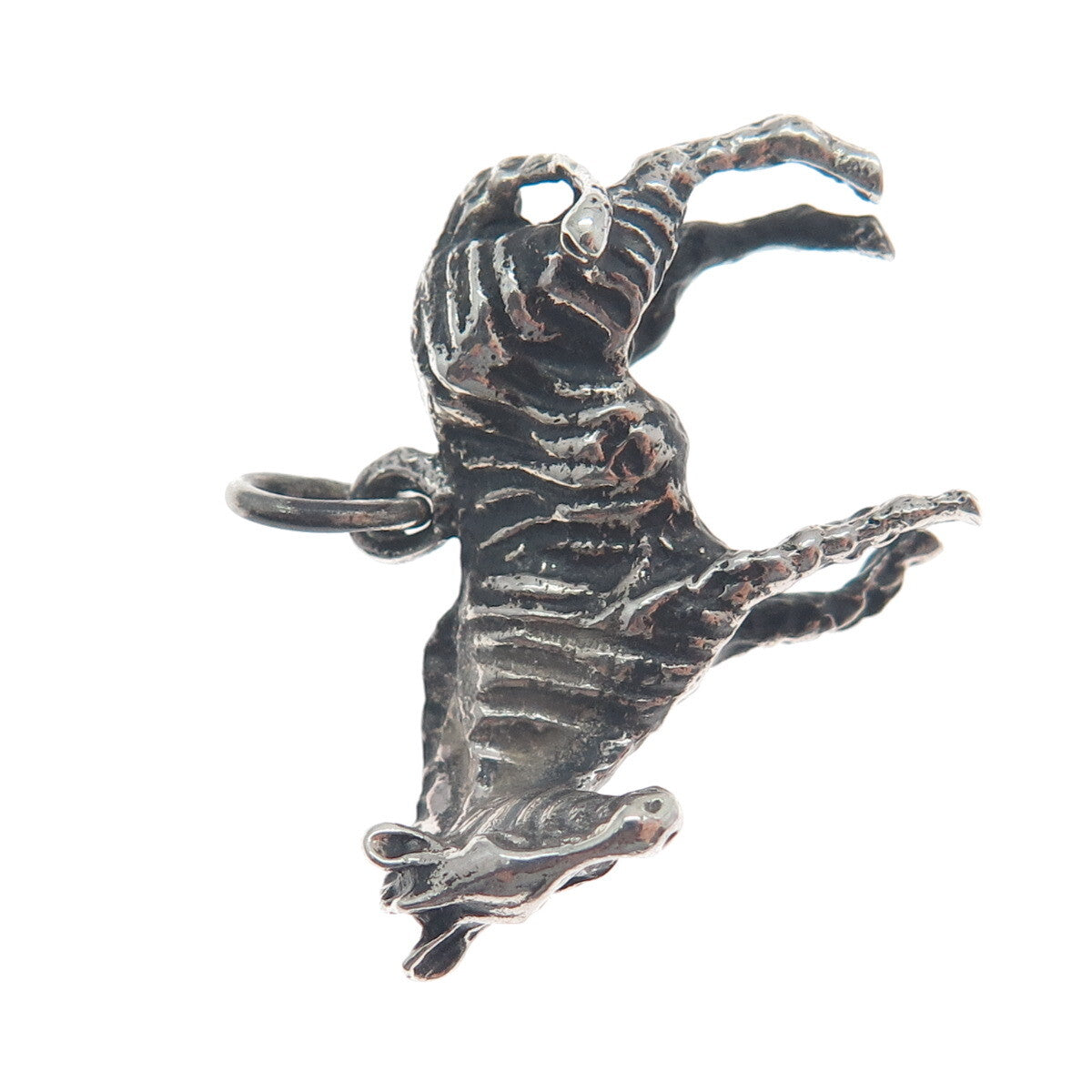 925 Sterling Silver Vintage Zebra Oxidized 3D Charm Pendant