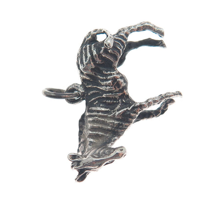 925 Sterling Silver Vintage Zebra Oxidized 3D Charm Pendant