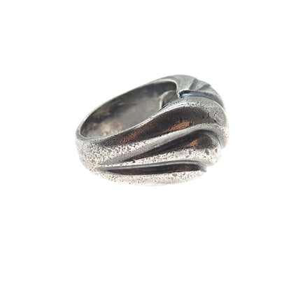 925 Sterling Silver Vintage Mexico Modernist Oxidized Ring Size 7.5