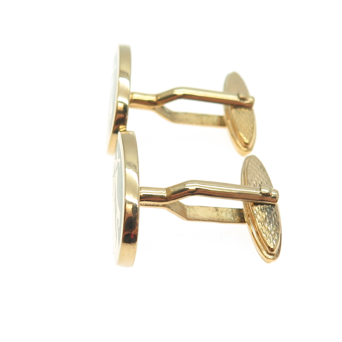 DUNHILL 925 Sterling Silver Gold Plated Vintage Enamel Golf Player Cufflinks