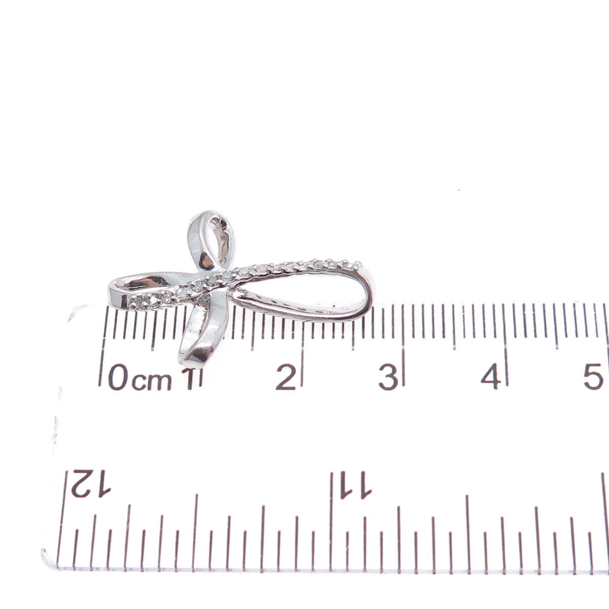 CHARLES WINSTON 925 Sterling Silver Real Diamond Infinity Cross Slide Pendant