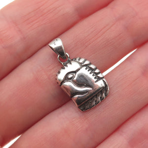 925 Sterling Silver Vintage Egyptian God Oxidized Mini Charm Pendant