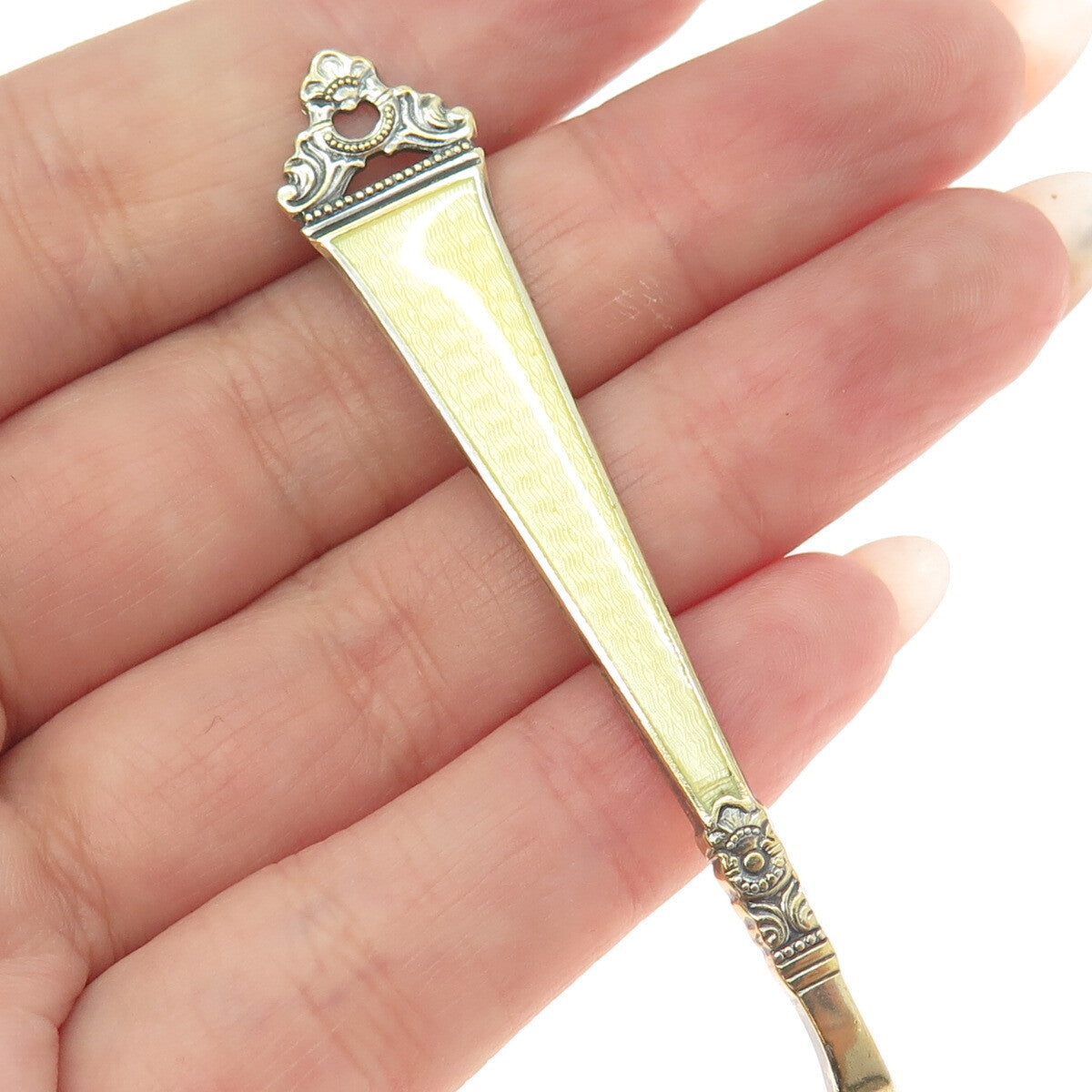 NILS HANSEN 925 Sterling Silver Gold Plated Vintage Norway Enamel Coffee Spoon