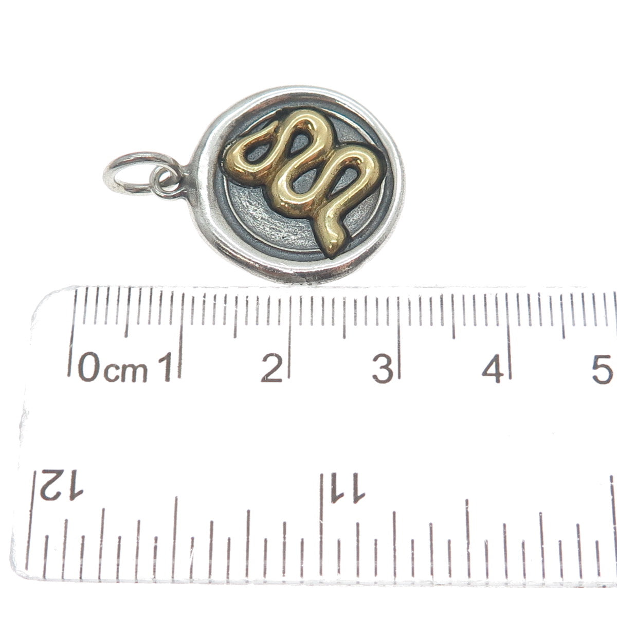 WAXING POETIC 925 Sterling Silver 2-Tone Vintage Snake Oxidized Charm Pendant