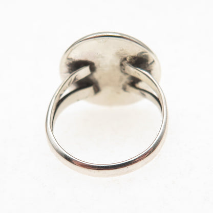 Old Pawn Sterling Silver Vintage Southwestern Turquoise Tribal Ring Size 3.75