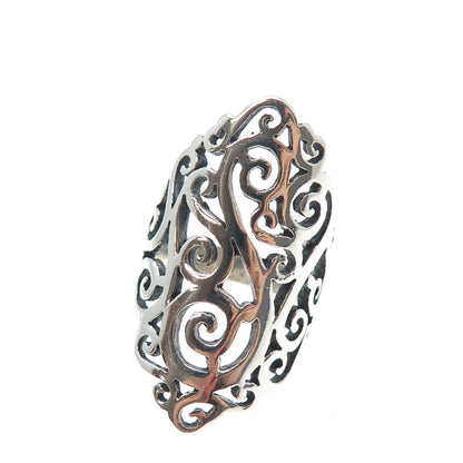 925 Sterling Silver Vintage Swirl Oxidized Ring Size 6.5