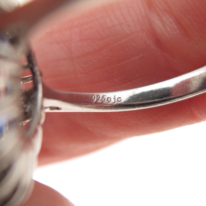 925 Sterling Real Doublet Blue Spinel & White Topaz Royal Dreams Ring Size 8.25