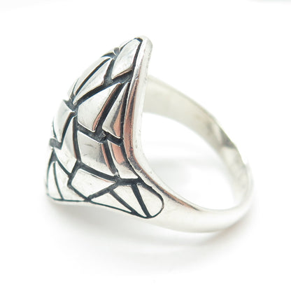 925 Sterling Silver Vintage Maze Modernist Statement Ring Size 11.25