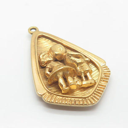 925 Sterling Silver Gold Plated Vintage McM Boy & Girl Pendant