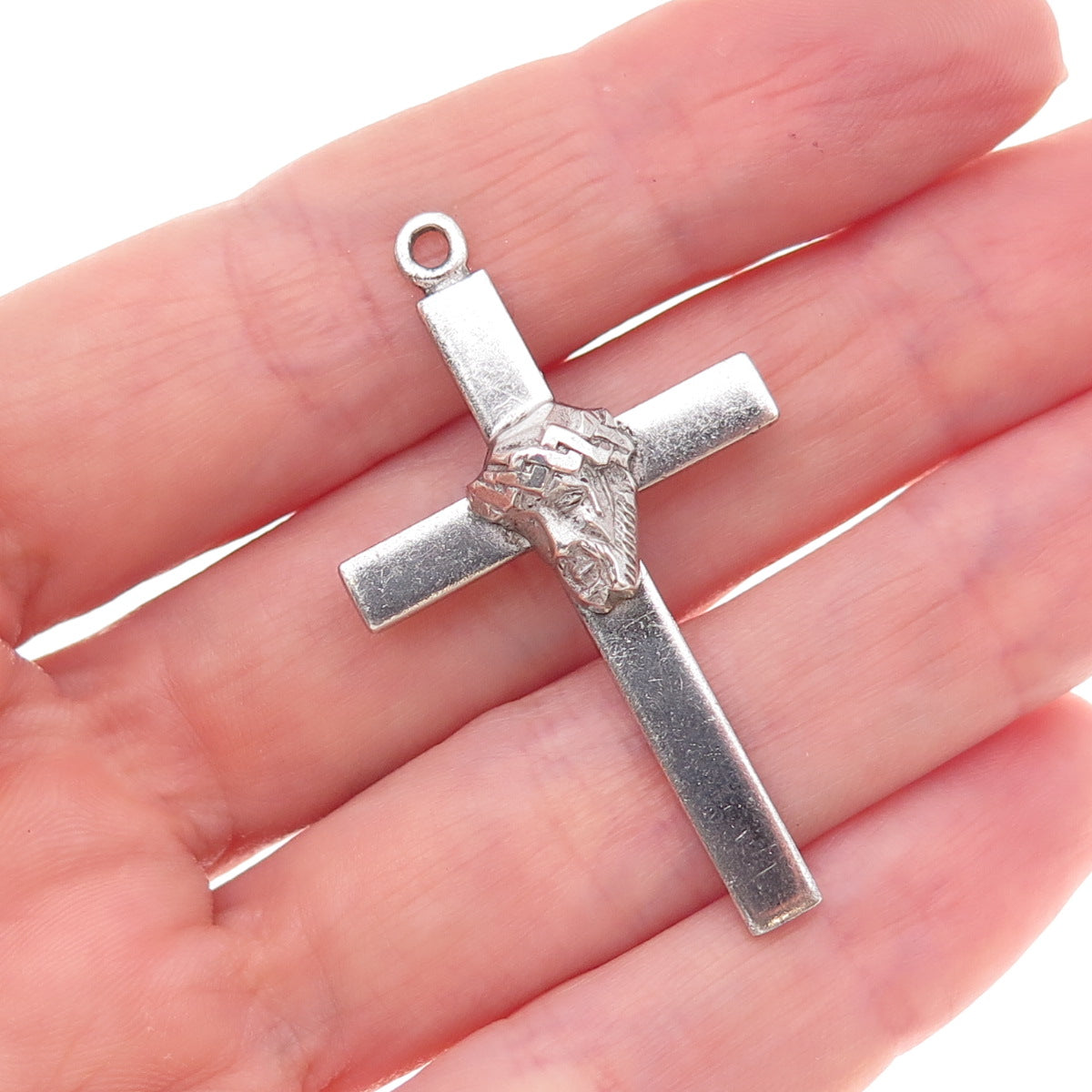 Princess Pride 925 Sterling Silver Antique Art Deco Jesus Cross Charm Pendant