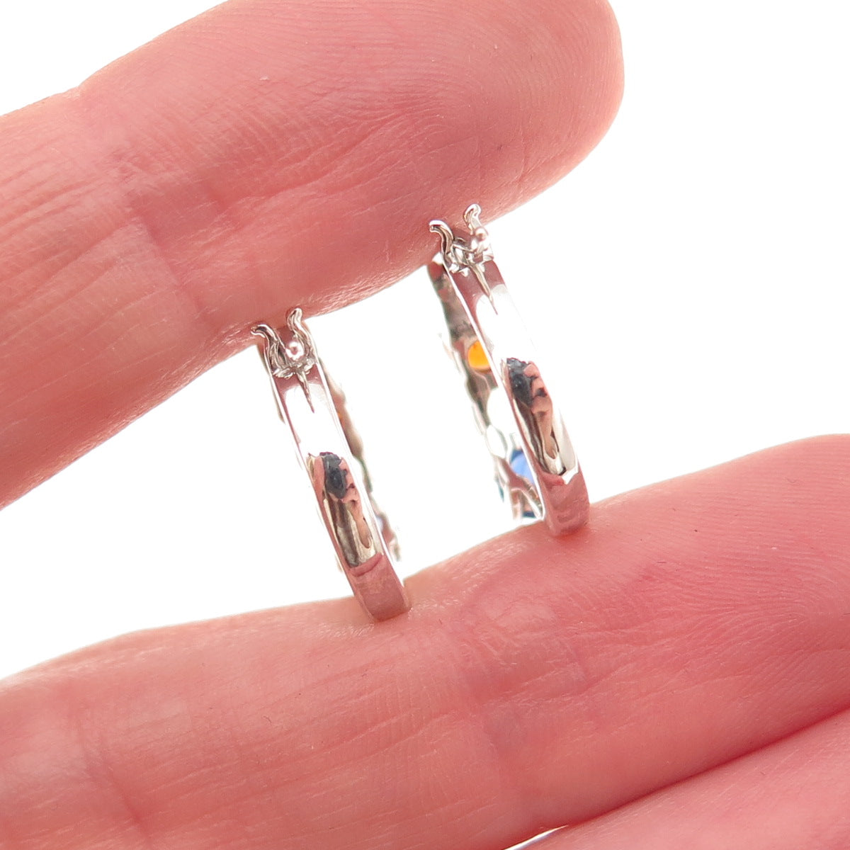 D'Joy 925 Sterling Silver Real Multi-Color Sapphire Hoop Earrings